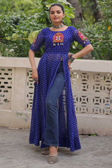 Blue Georgette Kachchi Worked Kurti