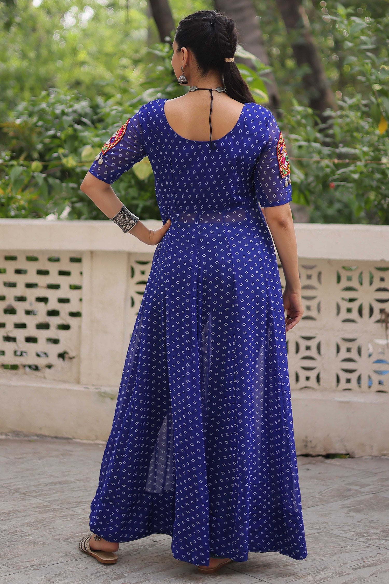 Blue Georgette Kachchi Worked Kurti