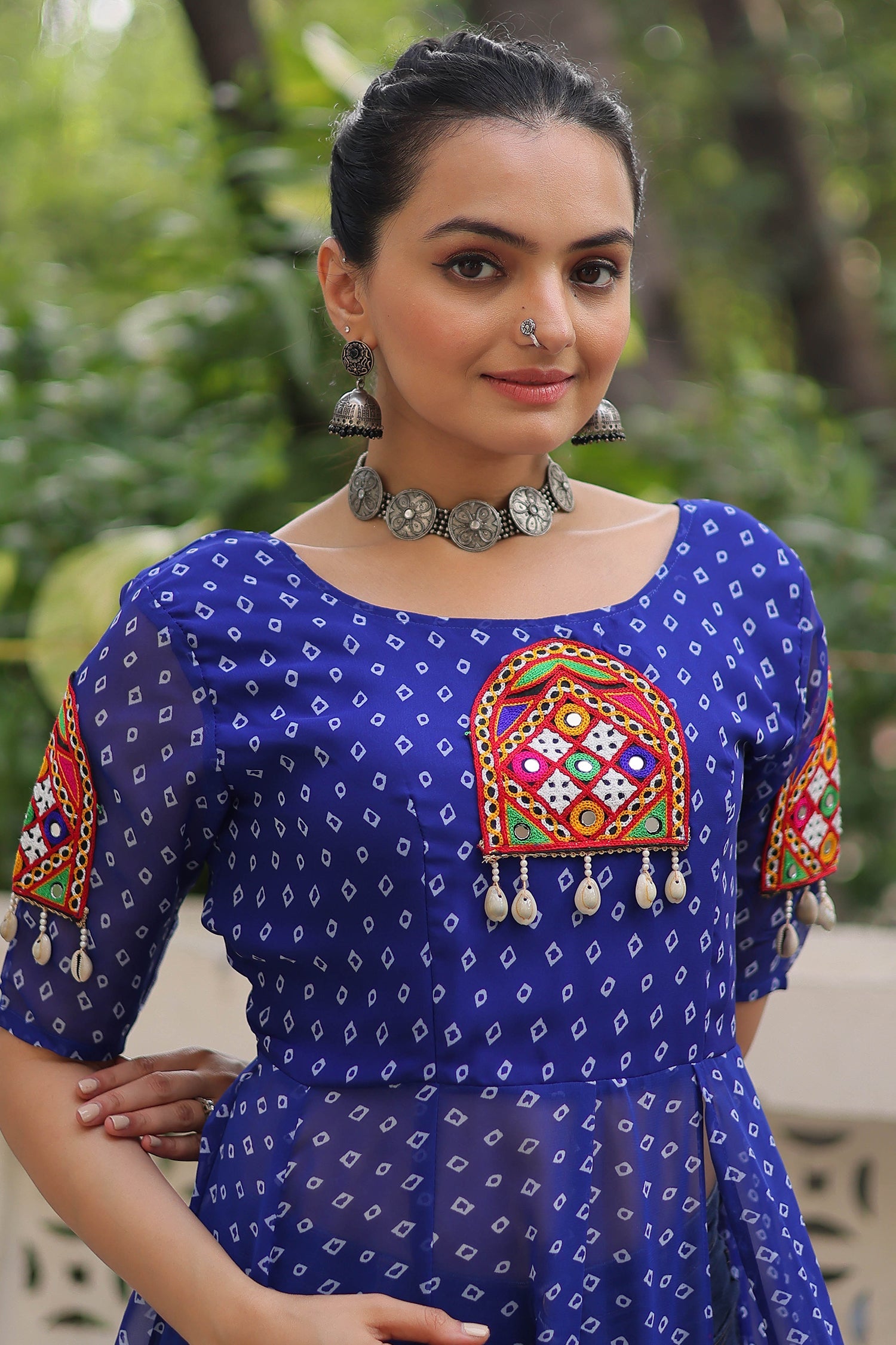 Blue Georgette Kachchi Worked Kurti