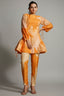 Orange Muslin Silk Printed Co-Ord Set - orange silk saree