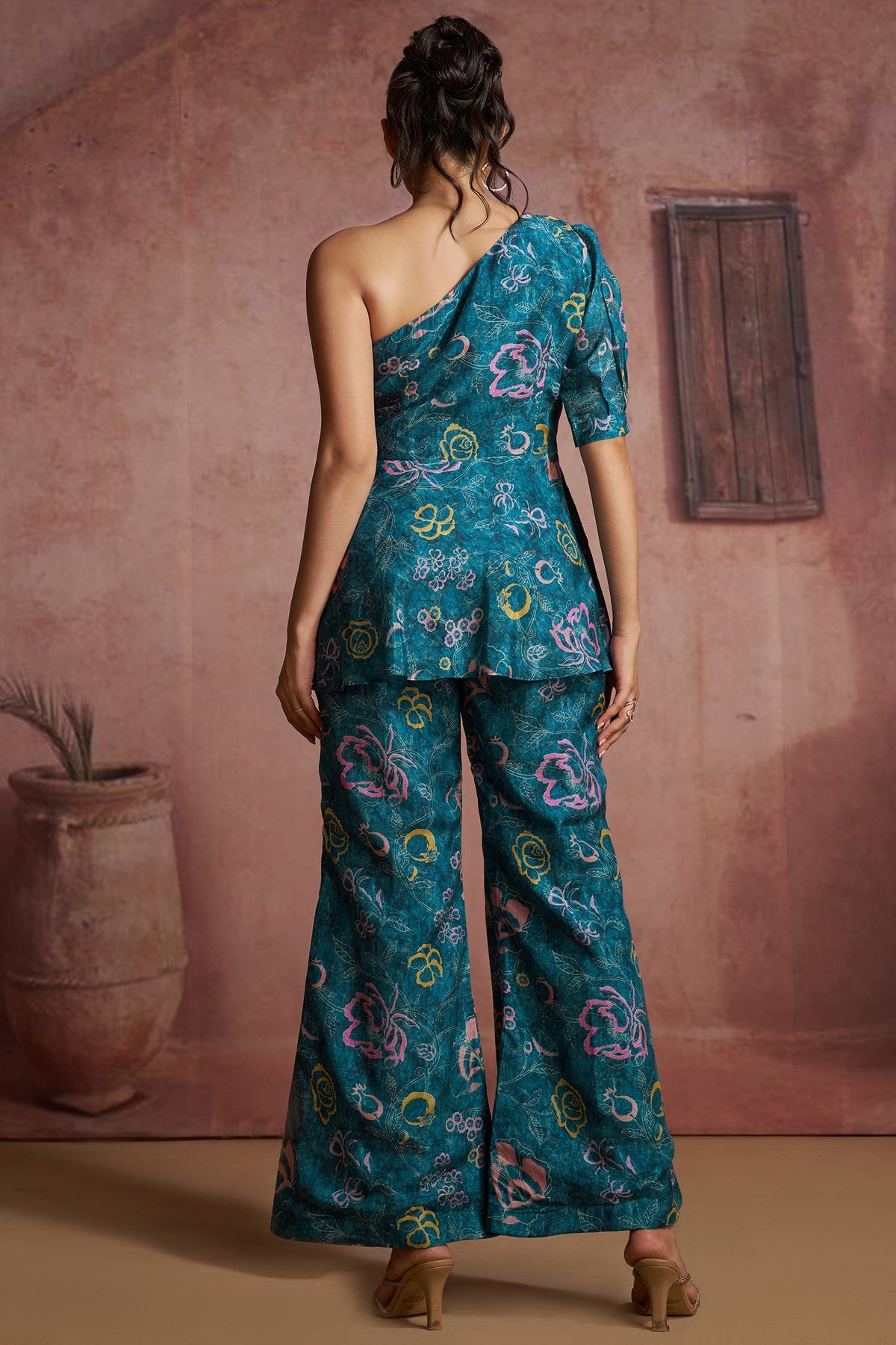 Blue Muslin Silk Printed Co-Ord Set - blue silk saree