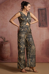 Black Muslin Fancy Printed Jumpsuit
