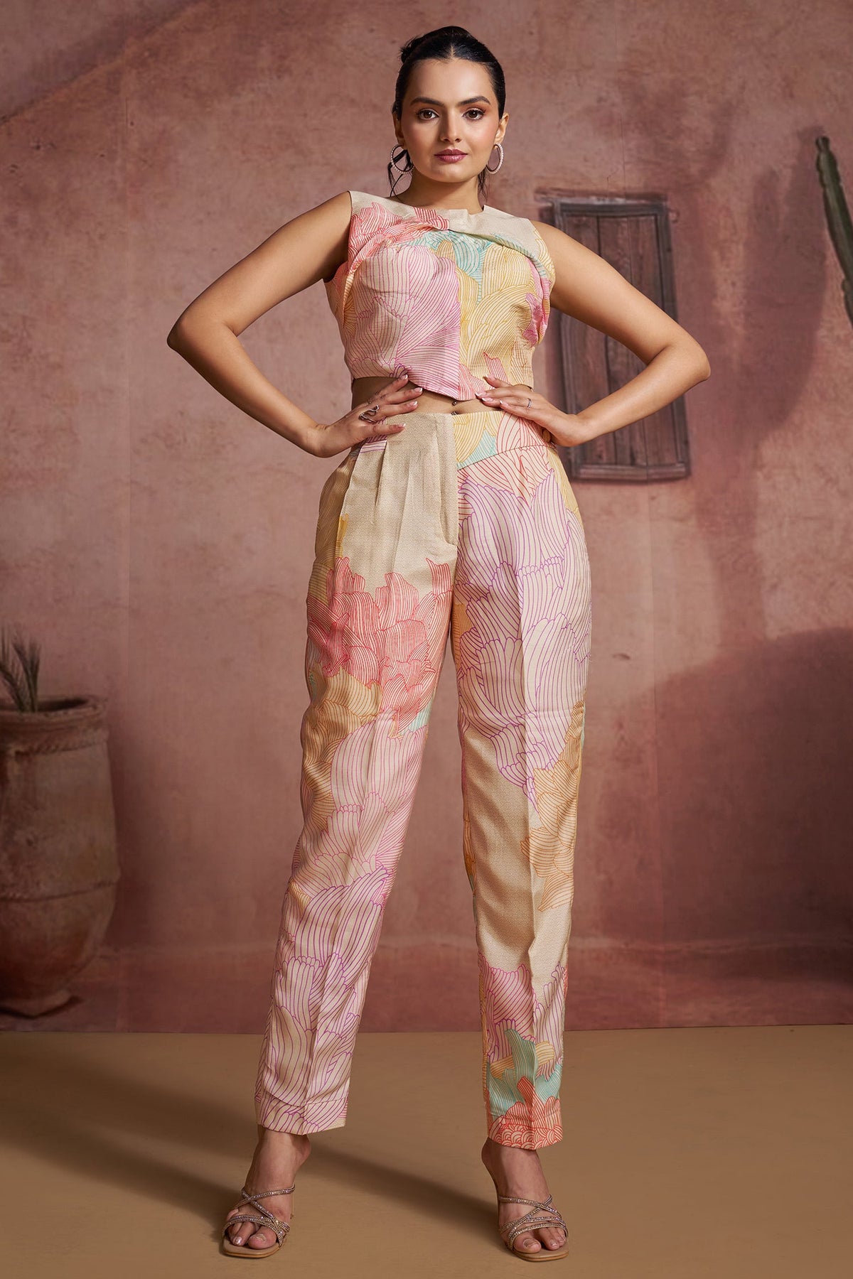 Multi Colored Muslin Silk Printed Co-Ord Set