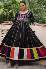 Black Rayon Kurti with Kachchi Work