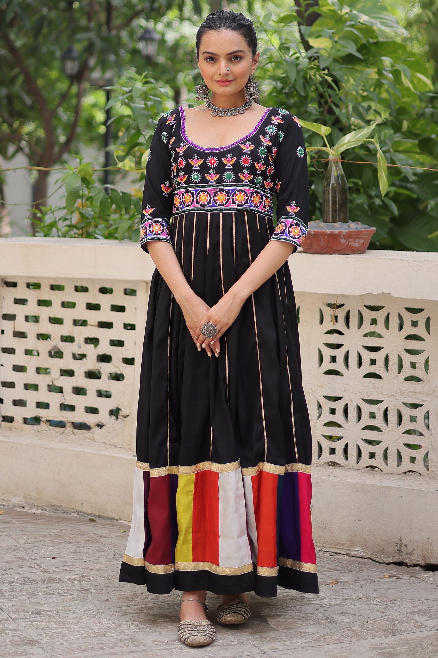 Black Rayon Kurti with Kachchi Work