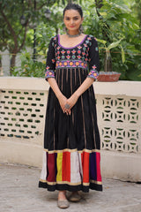 Black Rayon Kurti with Kachchi Work