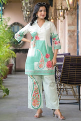 Blue and White Printed Co-Ord Set