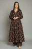 Black Rayon Anarkali Printed Kurti - black rayon saree