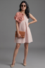 Light Pink Cotton 3D Floral Patch Fit-and-Flare Mini Dress