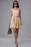 Yellow Cotton Solid Fit-and-Flare Mini Dress
