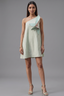 Mint Green Cotton 3D Patch A Line One Shoulder Fit-and-Flare Mini Dress