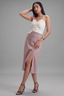 Pearl White Cotton Off Shoulder Crop Top with Slit Cut Skirt