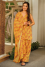Mustard Yellow and Terracotta Paisley Printed Cotton Kurti Set