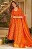 Tangerine Rust Muslin Anarkali Set with Digital Printed Dupatta