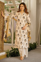 Ivory & Onyx Artisan Botanical Printed Cotton Kurti Set
