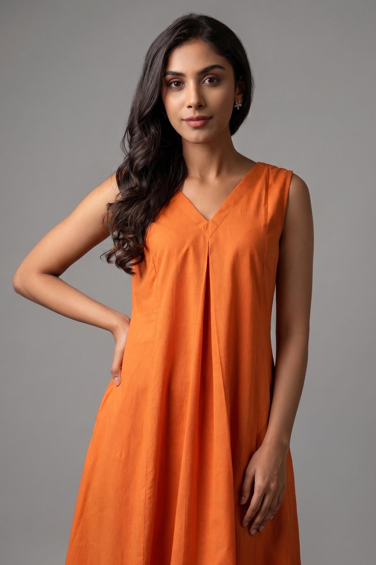 Radiant Orange Asymmetric Tunic Set