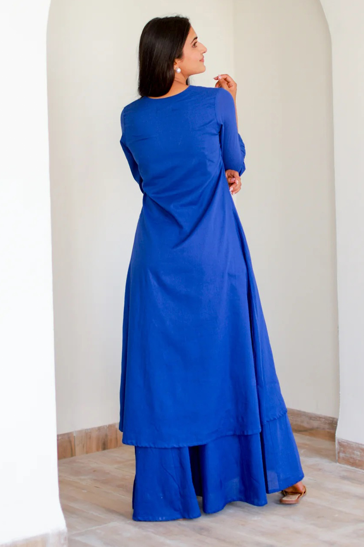 Azure Blue Relaxed Fit Kurti with Bottom Set