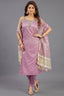 Lavender Tissue Weaving and Mirror Worked Straight Cut Kurti