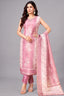 Pink Chanderi Cotton Floral Printed Straight Cut Kurti Set