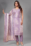 Lilac Chanderi Cotton Floral Printed Straight Cut Kurti Set