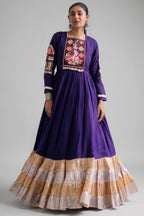 Purple Rayon Kachchi and Mirror Worked Flared Anarkali Kurti