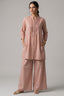 Dusty Pink Pure Cotton Shirt Set with Pleated Yoke & Palazzo