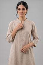 Natural Beige Cotton Tunic & Voluminous Palazzo Set
