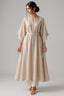 Beige Belted Kaftan Style Cotton Kurta Set