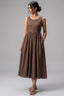 Chocolate Brown Sleeveless Cotton Empire Dress