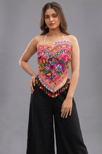 Multicolor Cotton Kutchi Embroidered Bandana Top