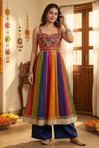 Multicolor Georgette Kutchi Mirror Work KurtI