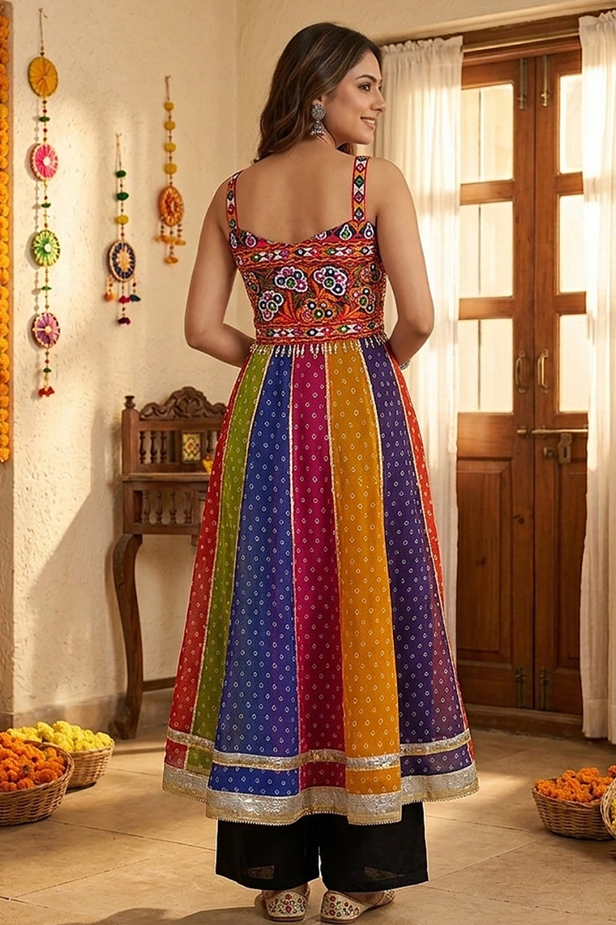 Multicolor Georgette Kutchi Mirror Work KurtI