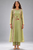 Dusty Pink Tissue Kurti with Twin Elephant Motif Embroidery