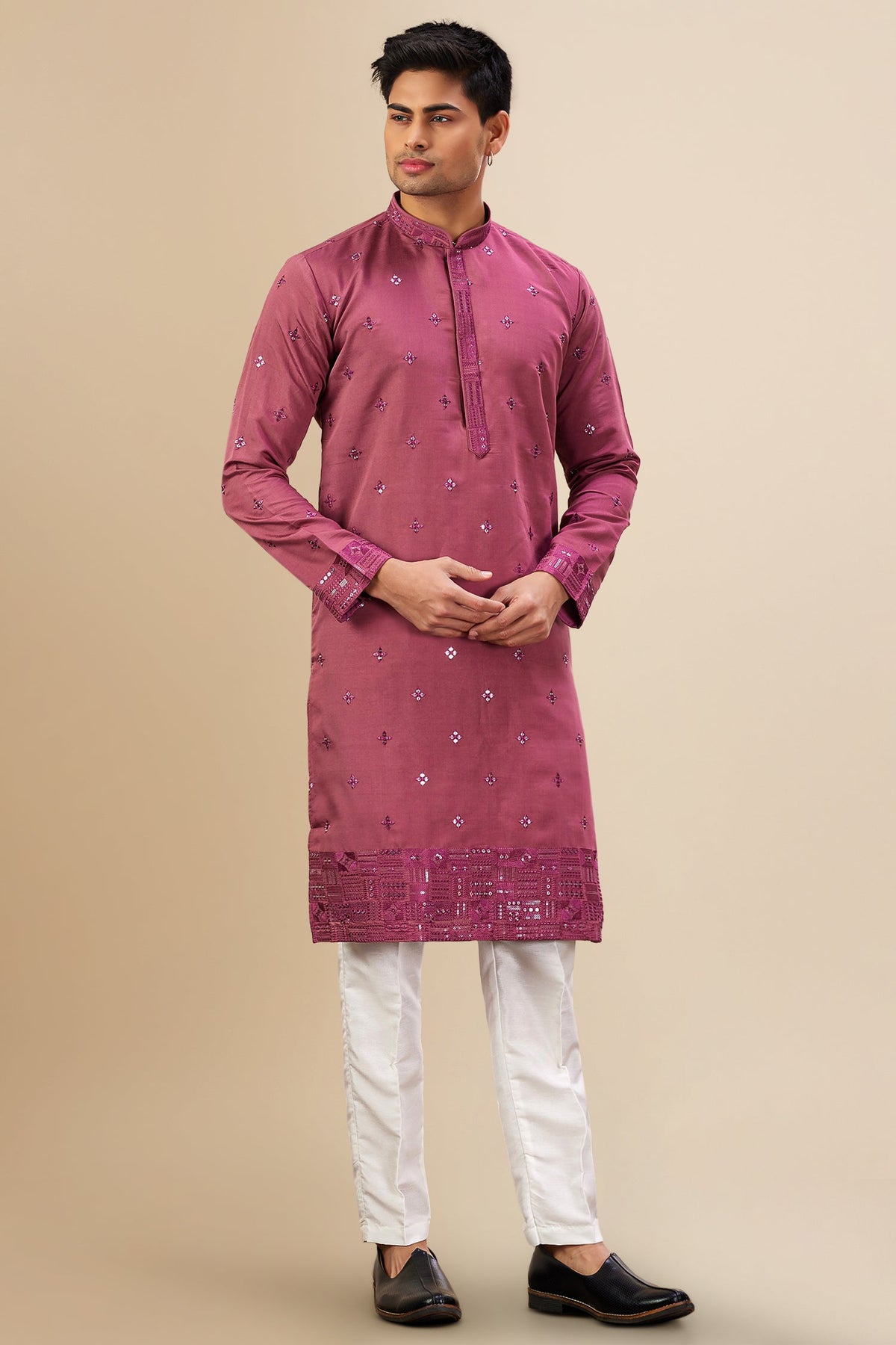 Art Silk Sequin Embroidered Kurta Pajama