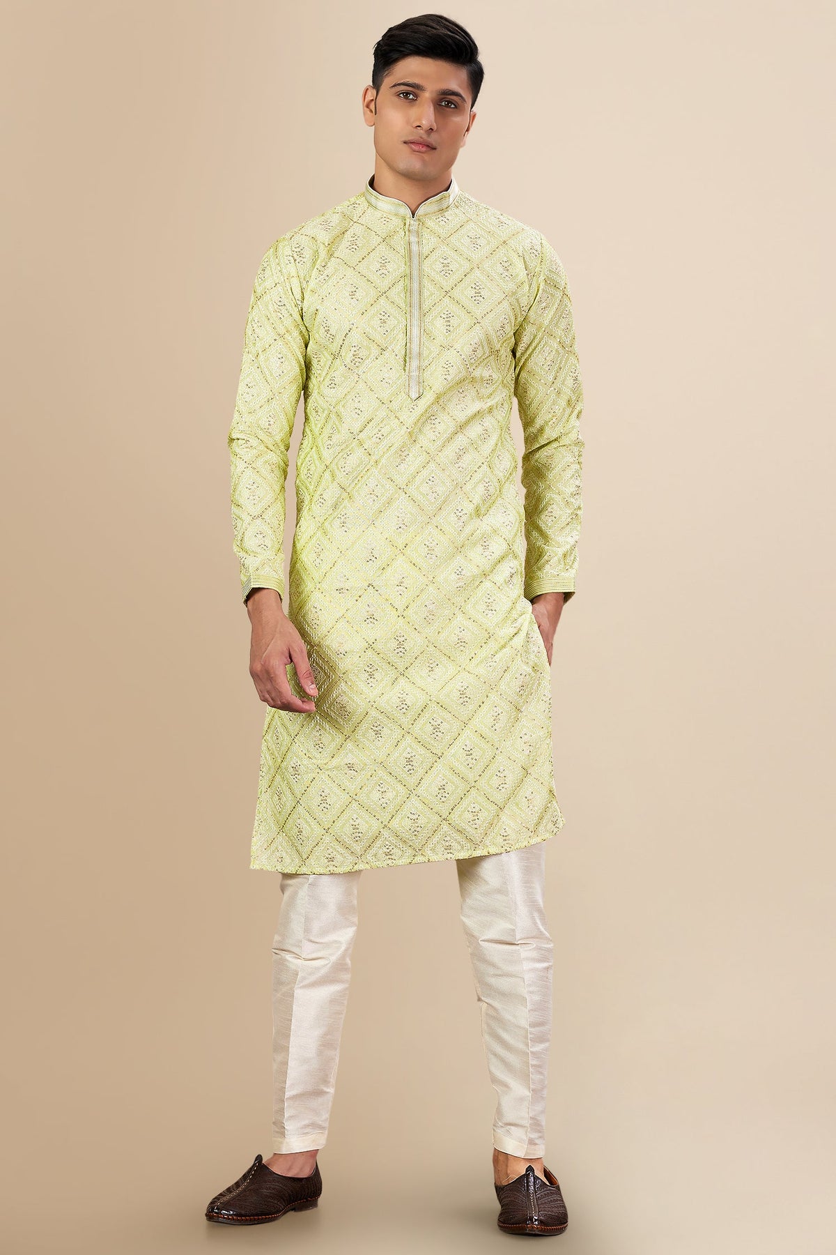 Art Silk Sequin Embroidered Kurta Pajama