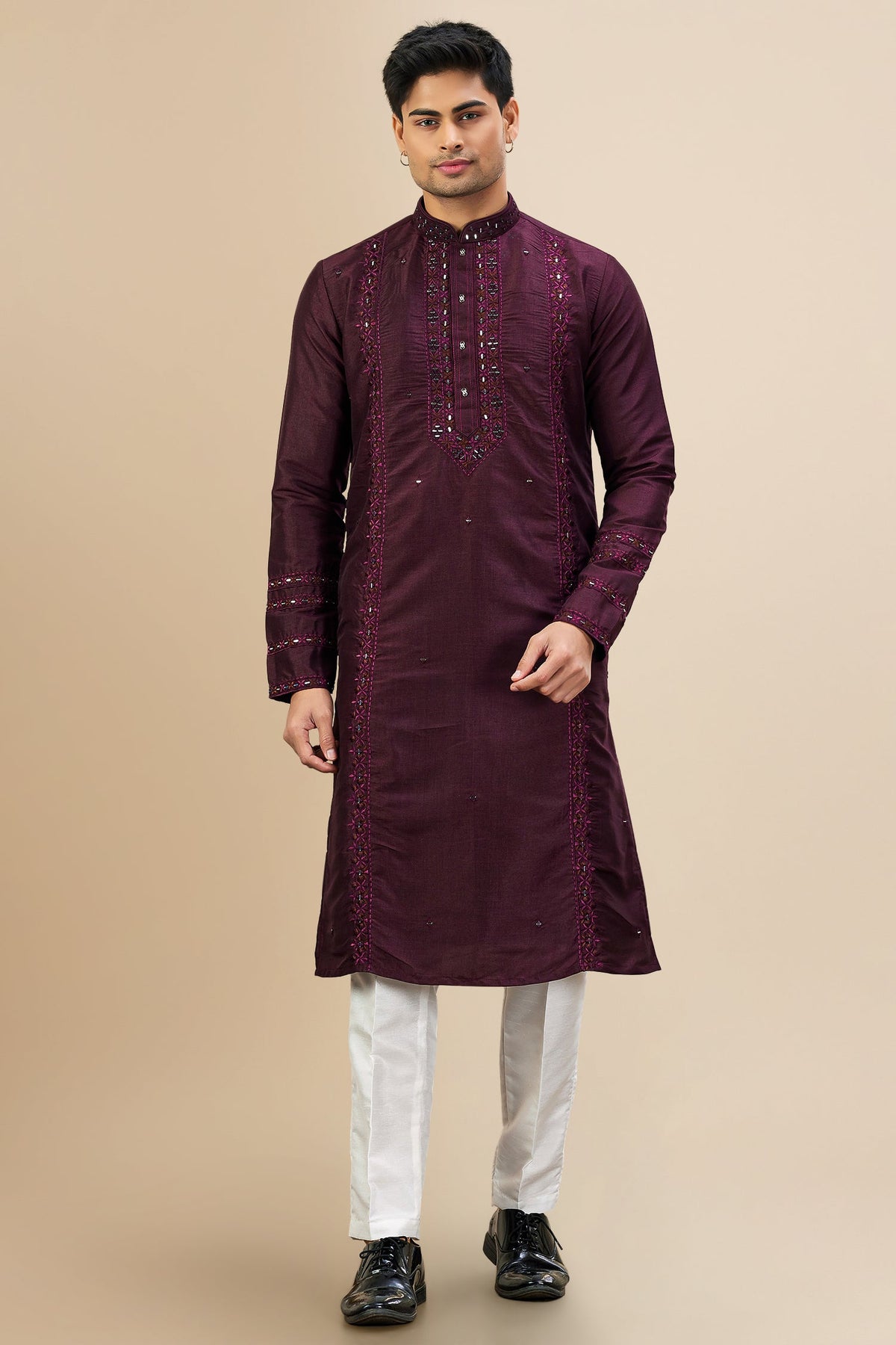 Banarasi Art Silk Sequin Embroidered Kurta Pajama