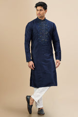 Banarasi Art Silk Sequin Embroidered Kurta Pajama