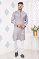 Light Purple Jacuquard Pintex and Weaving Work Kurta Pajama