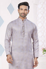 Light Purple Jacuquard Pintex and Weaving Work Kurta Pajama