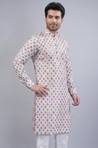 Pink Cotton Linen Checks Printed Kurta Pajama - pink cotton saree