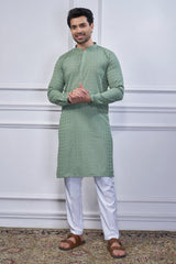 Sage Green Art Silk Embroidered Kurta Pajama
