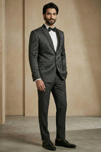 Black Jacquard 2 Piece Suit
