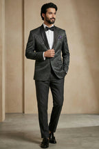 Black Jacquard 2 Piece Suit