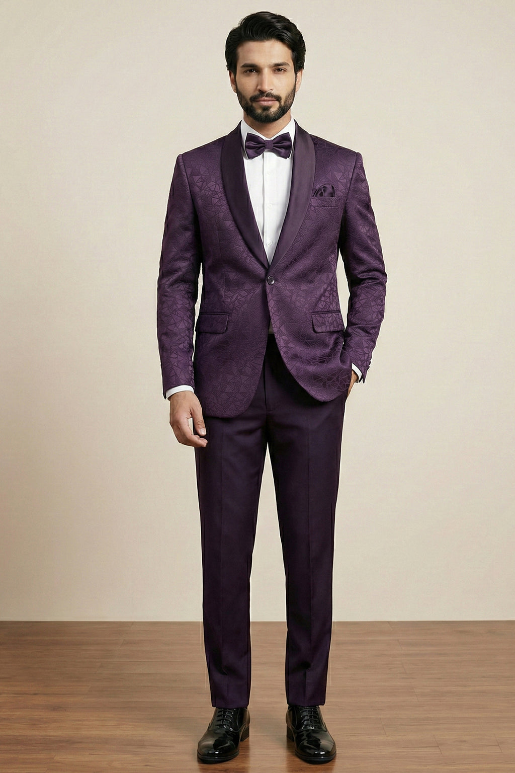 Purple Jacquard 2 Piece Suit