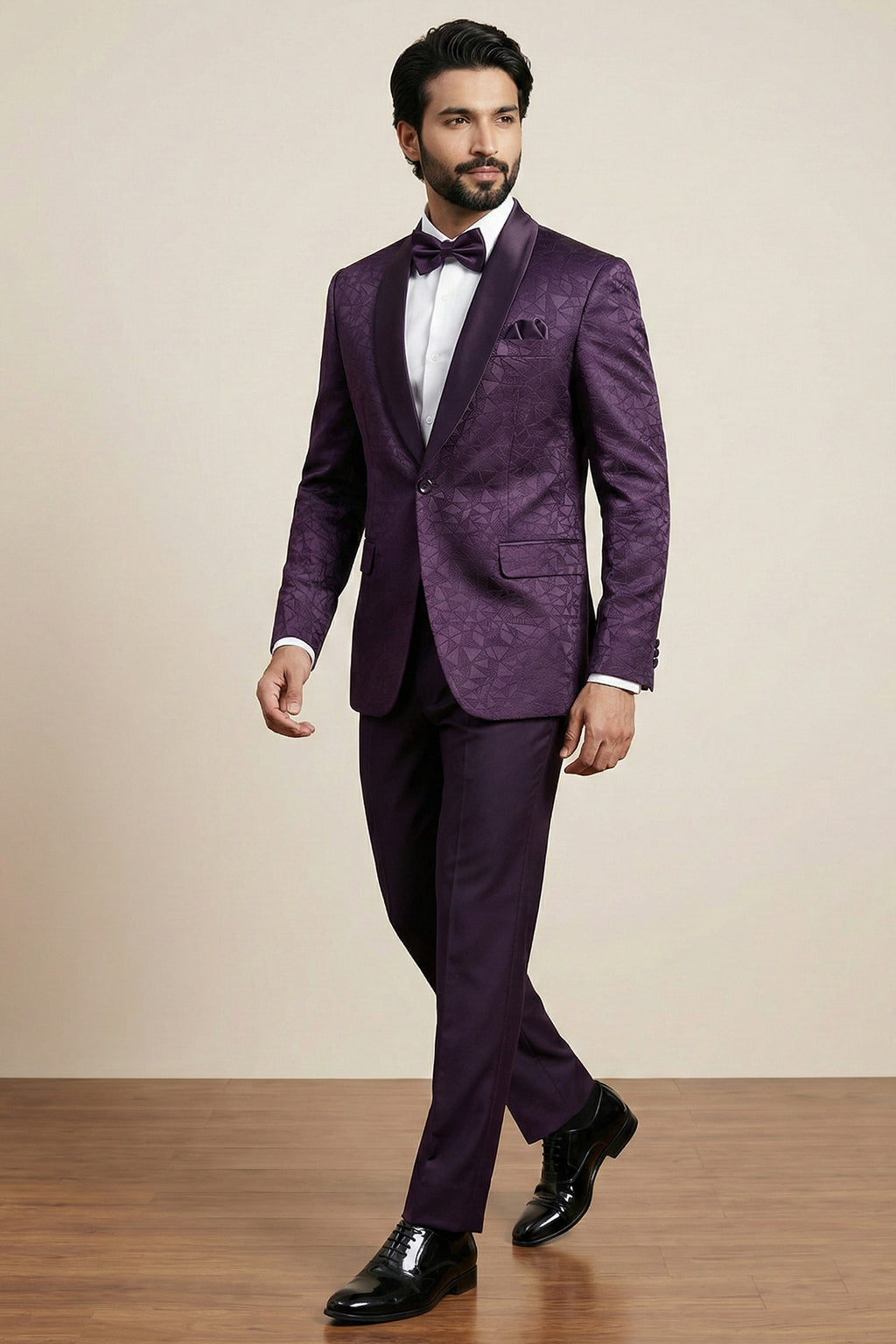 Purple Jacquard 2 Piece Suit