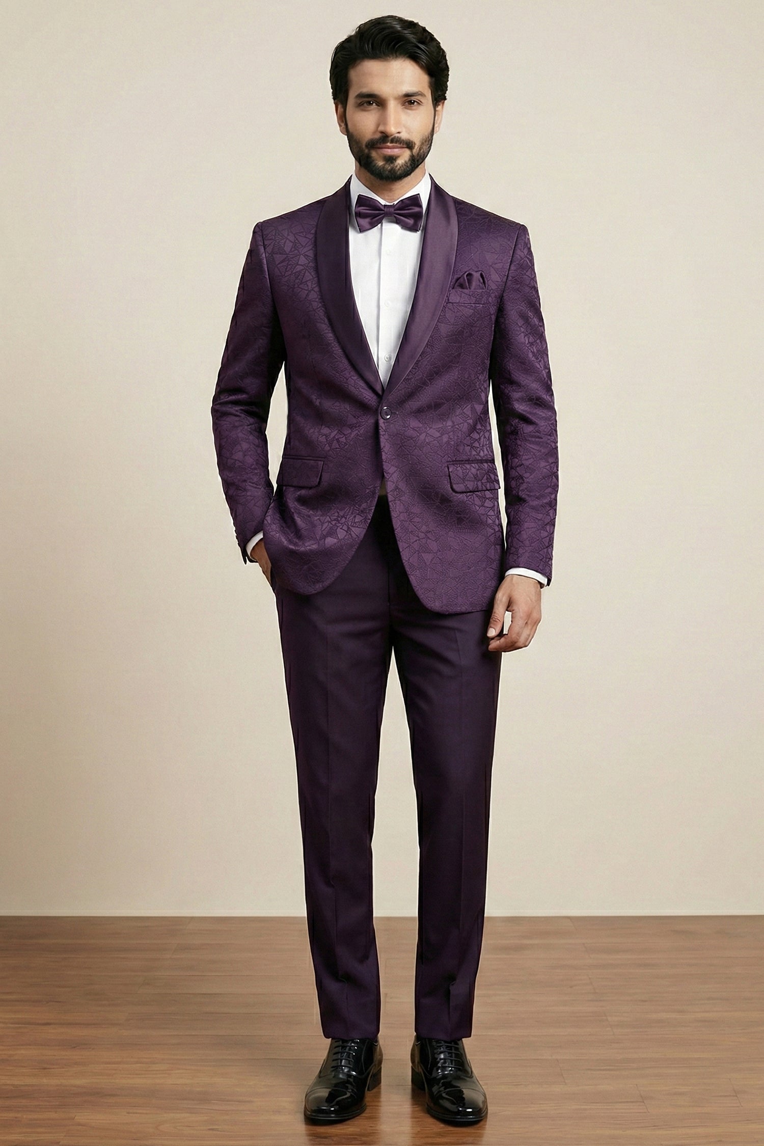 Purple Jacquard 2 Piece Suit Main image