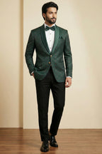 Green Jacquard 2 Piece Suit