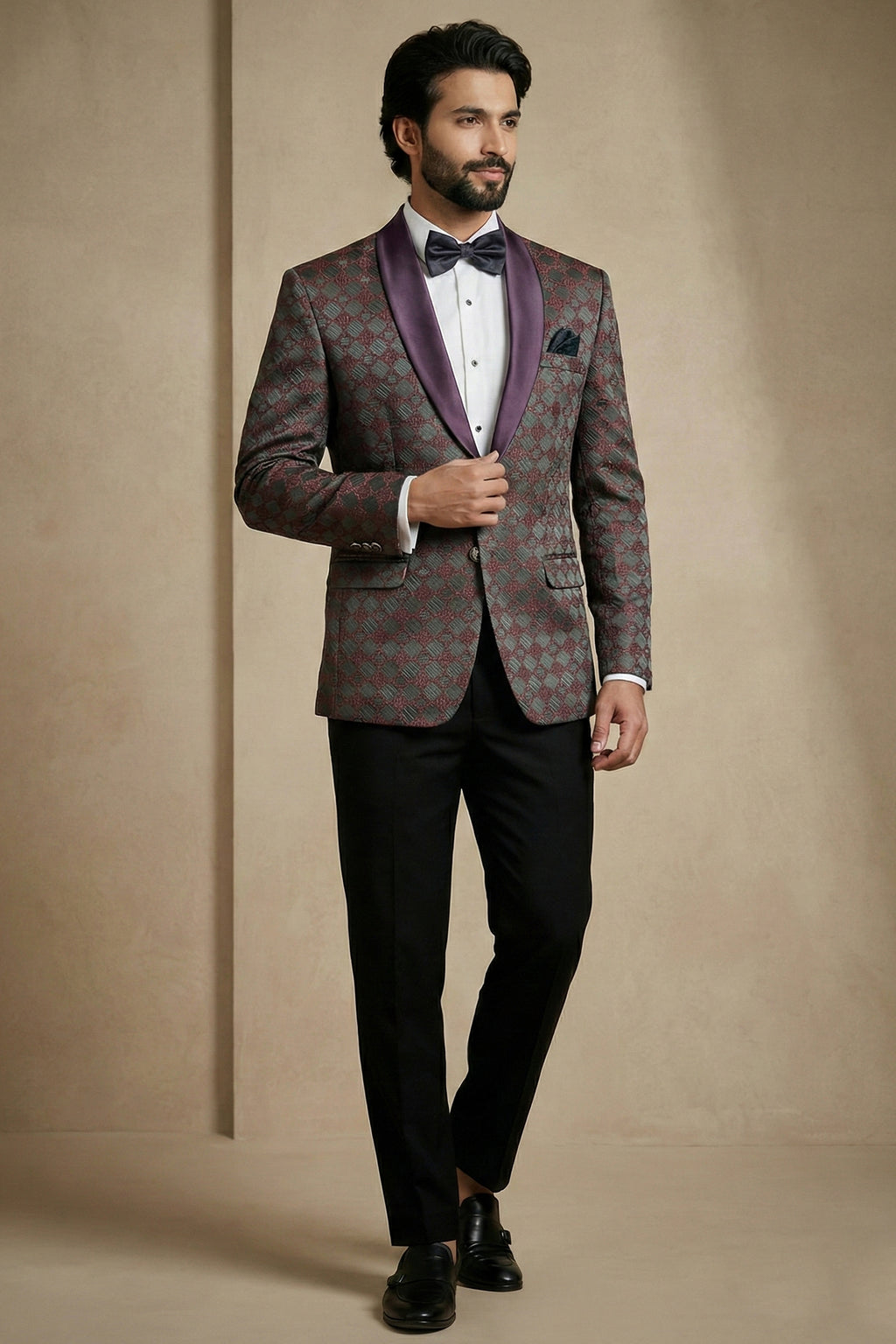 Mauve Jacquard 2 Piece Suit