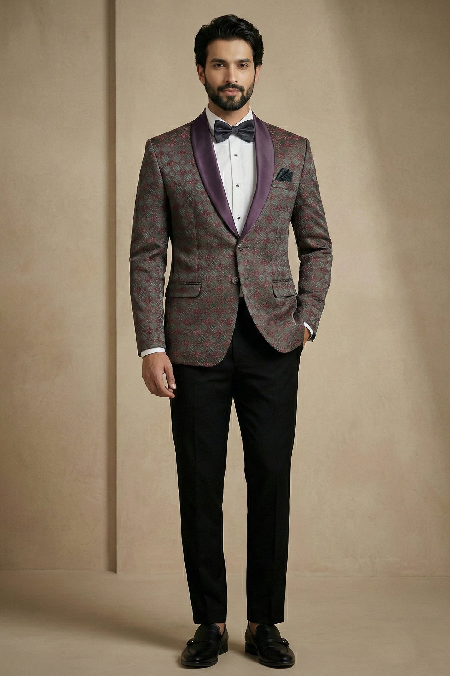 Mauve Jacquard 2 Piece Suit Main image