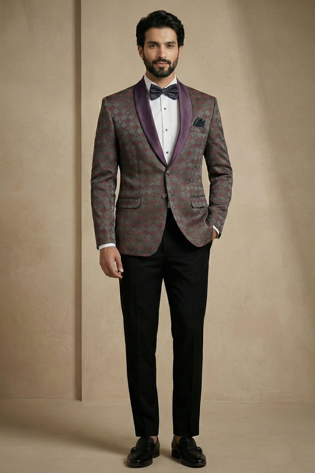 Mauve Jacquard 2 Piece Suit